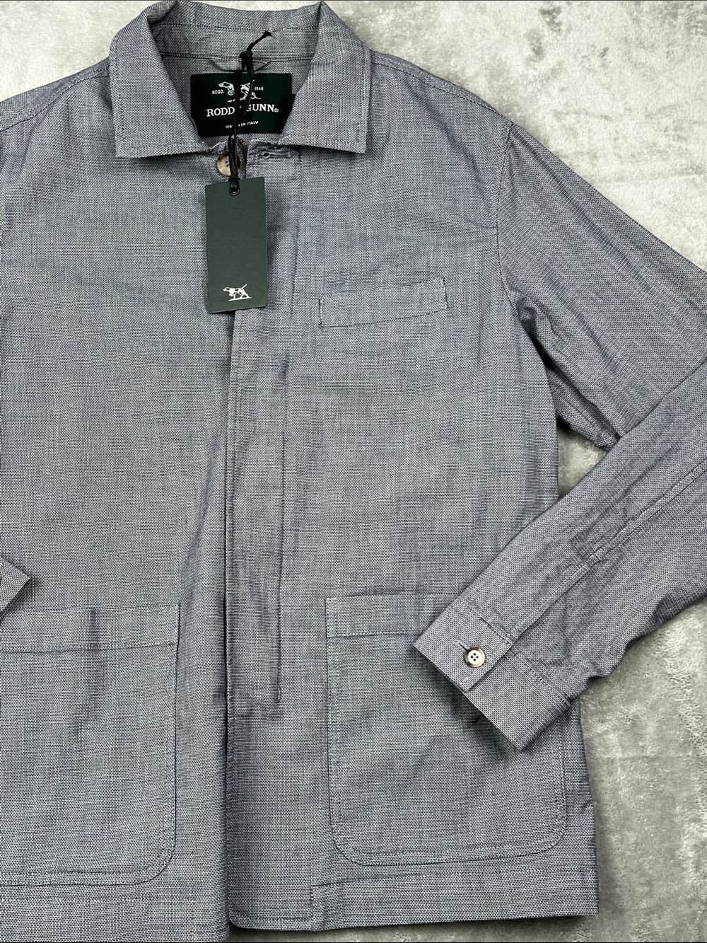 NEW Rodd & Gunn S Cotton Claverley Jacket Blue Textured Shirt Jacket